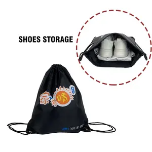 Wholesale Luxury Drawstring Shoe Bags Custom Polyester Dust Bags for Shoe Shopping with Logos for Sports