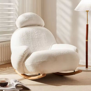 Sedia a Dondolo in Tessuto Bianco Oversize di Design Italiano Moderno e Minimalista, Preferita dalle Celebrità di Internet, <span class=keywords><strong>Arredamento</strong></span> Ecologico per la Casa - Product Image 2