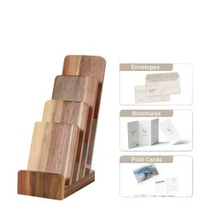 Solid wood <b>desktop</b> display rack, office business card/brochure storage rack, hotel guide booklet <b>shelf</b> - Product Image 3