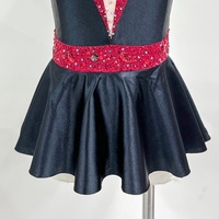 Robe de danse jazz noire et rouge pour filles avec nœud papillon, pour spectacle de claquettes pour enfants, en Spandex/Nylon avec strass scintillants