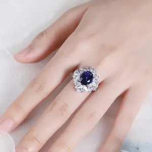 Bague MUSHAN personnalisée en argent sterling 925 avec émeraude bleue de laboratoire taille marquise, plaquée or 18 carats, pour femme, idéale pour un anniversaire ou comme bague de mariage. - Product Image 3