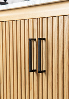 Meuble-lavabo moderne autoportant en bois massif rainuré résistant à l'eau pour salle de bain