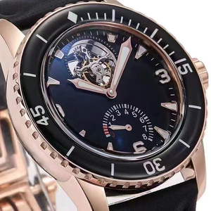 Reloj de Lujo para Hombre de Alta Calidad OEM con Tourbillon Automático, Reserva de Marcha, Cristal de Zafiro, Caja de Oro Rosa, Esfera Negra y Correa de Lona Negra - Product Image 2