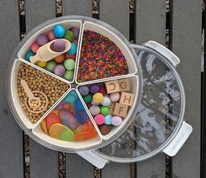 Loose Parts Play Sensory Bin <b>Toy</b> <b>Storage</b> Box with Removable Sections <b>Montessori</b> Grains <b>Storage</b> - Product Image 3