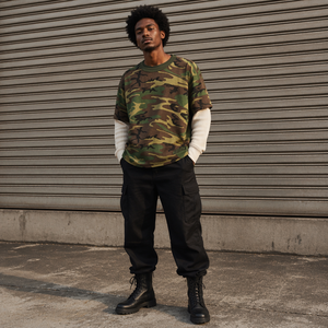 <span class=keywords><strong>T</strong></span>-Shirt da Uomo in Cotone di Alta Qualità con Design Mimetico e Logo Personalizzato, Manica Lunga a Doppio Strato - Product Image 2