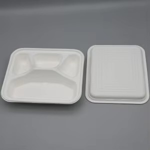 Lonchera Biodegradable de Bagazo de Caña de Azúcar con 4 Compartimentos para Entrega en Restaurantes, Platos Desechables para Fiestas al por Mayor - Product Image 3