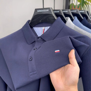 Polo da uomo a maniche corte estiva di alta qualità, casual, ricamata, non stirabile, per il commercio transfrontaliero - Product Image 2