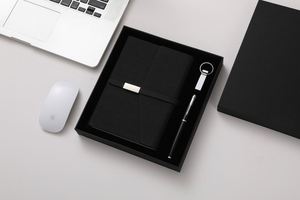 Modern Embossed PU Leather <b>Notebook</b> Gift <b>Set</b> with Pen and Keychain-Multifunction Handmade Promotional Office Product for Events - Product Image 3