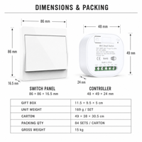 Sakelar WiFi Graffiti Smart Switch Panel Dinding Self-Generating, Mendukung Fungsi Pengaturan Waktu Jarak Jauh, Multi-Kontrol 10A PC IP44 1 Gang 1