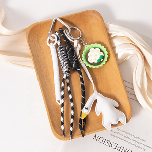 Creative and Cute Eco-Friendly Durable Y2K Leather Duck Keychain Pendant Food Weaving <b>Rope</b> Bag 2026 Wholesale - Product Image 2