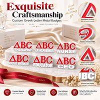 Épinglette personnalisée avec lettres grecques, fabrication directe usine, OEM ODM, faible MOQ, commande en gros, fabricant B2B, badge métallique avec lettres grecques