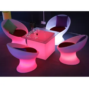 LED สวนเฟอร์นิเจอร์เรืองแสงโต๊ะกาแฟและเก้าอี้
