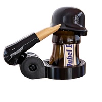 Capuchon de bouteille de bière fantaisie en forme de casque de soldat imprimé en 3D, décoration de fête, noir et vert