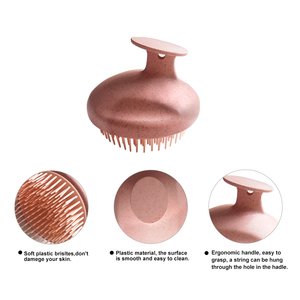 Brosse exfoliante pour le cuir chevelu en paille de blé biodégradable, brosse à shampooing pour cheveux, brosse de massage du cuir chevelu en TPEE souple et imperméable - Product Image 3