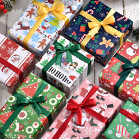 Festival de Noël cadeau personnalisé papier d'emballage à double porte pour boîte d'emballage de fleurs