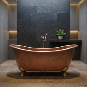 Bañera Ovalada de Lujo Plegable Independiente con Patas de Garra de Cobre, Bañera Metálica para el Hogar y Hoteles - Artesanía India - Product Image 3