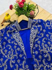 Conjunto de Sari de Georgette Morado Real para Mujer, Marca Unity Luxure, con Chaqueta y Blusa Bordadas, Ropa de Fiesta Premium - Product Image 6