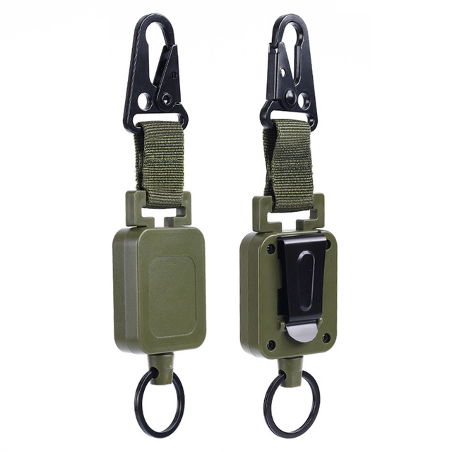 Custom Logo Heavy Duty Retractable Wire Rope Carabiner Badge Holder Fishing Badge Reel Keychain