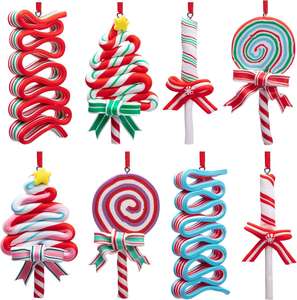 9.5CM Polymer Clay Christmas Candy <b>Ornaments</b> Hanging Candy Cane Pendants Environmental Friendly Christmas <b>Tree</b> Decorations - Product Image 1