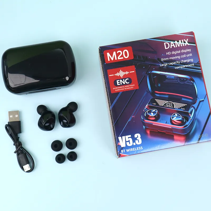 M20 en ucuz su geçirmez kablosuz kulaklık TWS audifonos spor kulaklıklar BT5.3 kulak içi oyun tws mini kulaklık mic ile