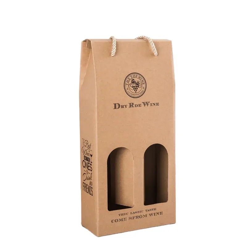 chinese supplier christmas red wine bottle gift boxes eco-friendly elegant cardboard wine package paper box with handle