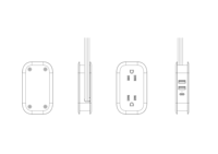 Strip daya Travel ekstensi kecil putih US 4 outlet 3 USB (2 USB C) colokan datar dibungkus 15A nilai saat ini 125V untuk rumah sakit