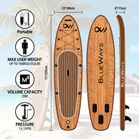 Planche de paddle gonflable en grain de bois, vente en gros d'usine, SUP polyvalent avec accessoires complets et certifié CE