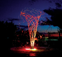 Fuente Musical de Acero con Forma de Hibisco, Boquilla de Pulverización de Flores LED RGB, Decoración Inteligente Programable DMX512 para Jardín Exterior