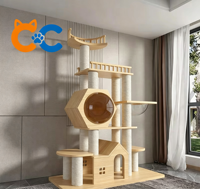 Fabricant d'arbres à chat en bois massif, maison pour chat de luxe de grande taille et structure d'escalade pour la maison