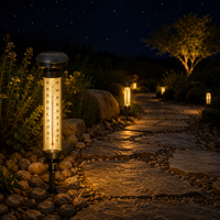 Lampu Taman Termometer Surya 2700K LED Putih Hangat Lembut Lampu Tancap Luar Ruangan IP65 ABS