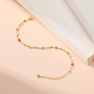 Nouvelle chaîne en or 18 carats à la mode brillant Zircon <span class=keywords><strong>cheville</strong></span> femmes bohême coloré strass cristal perles <span class=keywords><strong>cheville</strong></span> - Product Image 3