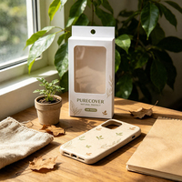 Boîte en papier pour téléphone avec fenêtre en PVC, texture bois véritable style forêt, grain de bois naturel de qualité supérieure, vente en gros