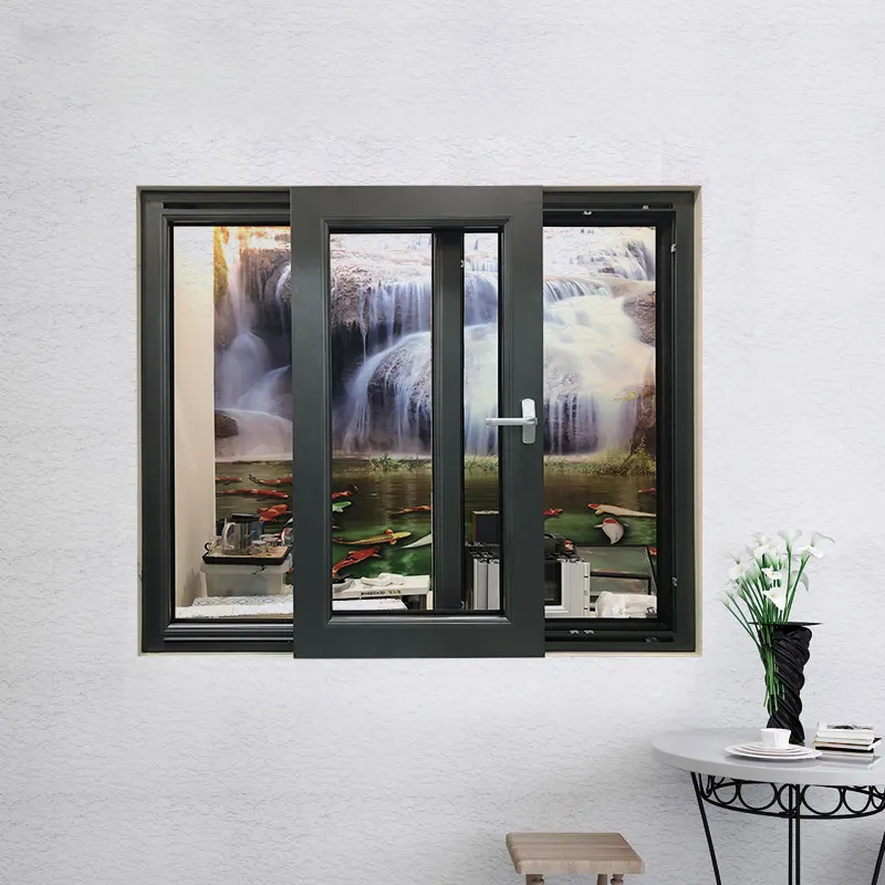Großhandelspreis energiesparende aluminium-doppelgehärtete verglaste schalldichte schiebefenster mit gitter