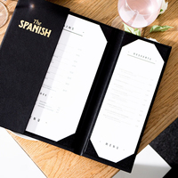 Porte-menu de restaurant en similicuir de haute qualité, couverture rigide, porte-cartes de menu à trois vues