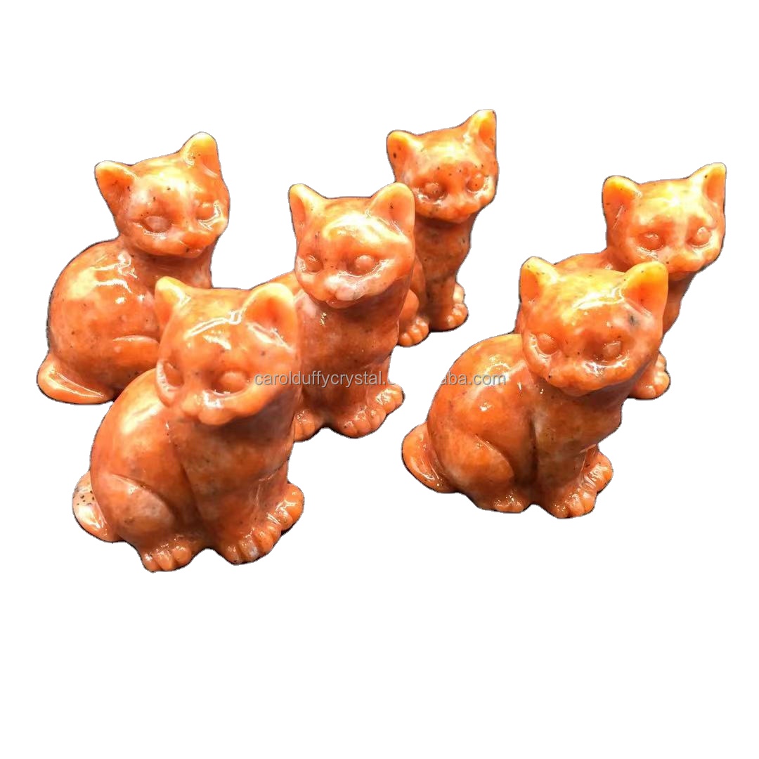 Оптовая продажа, натуральный хрустальный камень для резьбы, кварц, ручная резьба, кошка, лечебные подарки