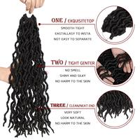 Extensions de cheveux synthétiques Gypsy Locs 3 tons 18 pouces 24 mèches, ondulées bouclées, style Goddess Wave