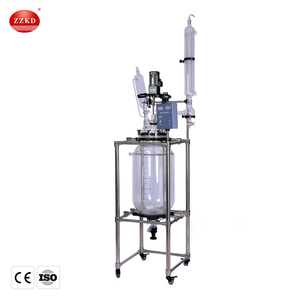 Réacteur en verre de laboratoire, cuve de réaction chimique à double enveloppe, réacteur en verre double avec composants de moteur pour usine de fabrication - Product Image 6