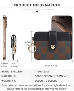 Tarjetero Personalizado con Diseño a Cuadros, Llavero, Porta Tarjetas de Lujo, Mini Cartera para Chicas - Product Image 1