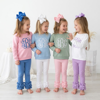 Ensemble de leggings et sweat-shirt à volants pour bébé, en coton, tenue 2 pièces pour tout-petits, vente en gros, ensemble de vêtements pour filles