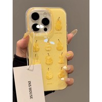 Coque de téléphone rigide IMD motif poire jaune mignon pour iPhone 17 Pro 17 18 Pro Max 16 Pro 15 14 13 12 11