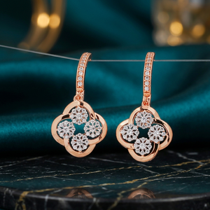 Boucles d'oreilles élégantes en cristal or rose, bijoux de luxe étincelants, cadeau de mariage pour femmes et filles - Product Image 3