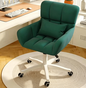 Chaise de bureau ergonomique pivotante, siège de bureau exécutif rembourré avec coussin lombaire, base roulante pour bureau à domicile - Product Image 3