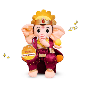 Mantra Chanting Maharaj Ganesh, Peluche Suave de 46 cm, Activado por Sonido, Dios Hindú Ganesha, Ídolo, Juguete de Meditación Espiritual, Puja Religiosa - Product Image 1