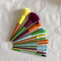 Ensemble de 12 pinceaux de maquillage en poils synthétiques colorés avec manche en bois pour le visage et le correcteur, faible MOQ, logo personnalisé, marque privée