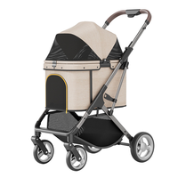 Poussette pour animaux de compagnie pliable en un clic, réglable, à 4 roues, légère, en aluminium aéronautique, chariot pour chien, chariot pour animaux de compagnie en Oxford imperméable 600D