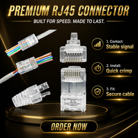 Connecteur mâle modulaire RJ45 8P Cat6 UTP JISJACK avec contacts en bronze phosphoreux et boîtier PC 12V - Eazy Cat6 à passage direct