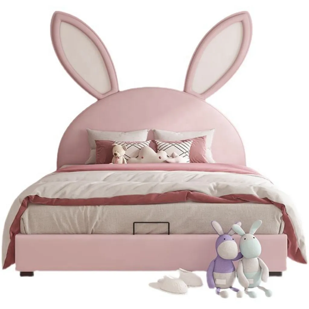 سرير أطفال لطيف بتصميم حيوان الباندا والأرانب للفتيات والأطفال الصغار مجموعة سرير أطفال منجد للأميرات