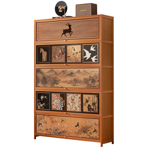 Vintage-style <b>shoe</b> cabinet, integrated home <b>shoe</b> <b>rack</b>, simple and large-capacity floor-standing living room entryway <b>storage</b> - Product Image 5