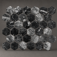 Mosaïque hexagonale mate 270x284mm aspect pierre gris noir pour revêtement mural et sol de salle de bain
