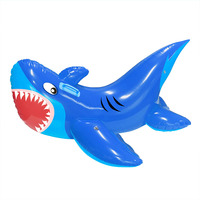 Balade gonflable d'enfants sur les jouets flottants extérieurs de flotteur de piscine de requin